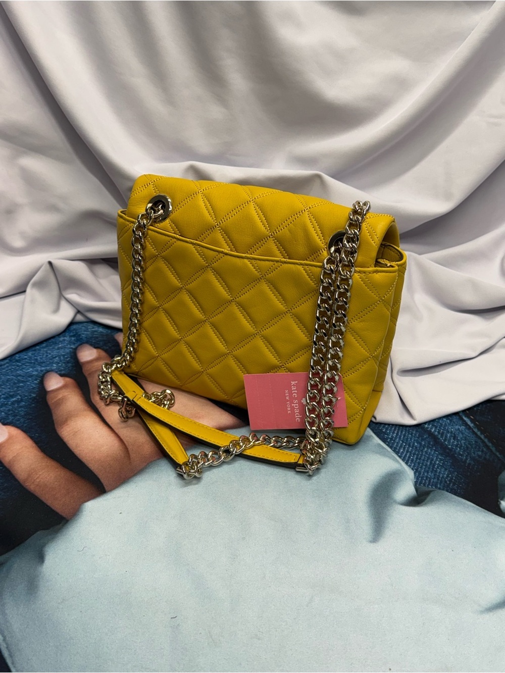 (new+tag) Kate Spade Natalia Quilted Chain Shoulder Bag /Crossbody Golden Yellow - Picture 14 of 14
